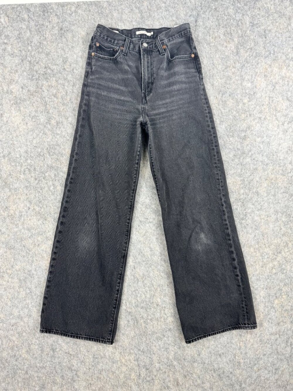 Levi’s Womens Ribcage Wide Leg Jeans Black Sz 28 Cotton High Rise